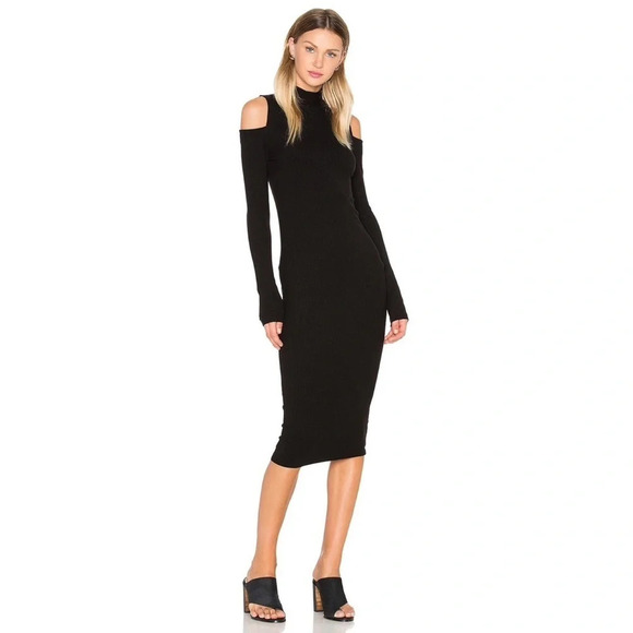 Revolve X Sen TIFF  Ribbed Cold Shoulder Dress in Black - Picture 1 of 9